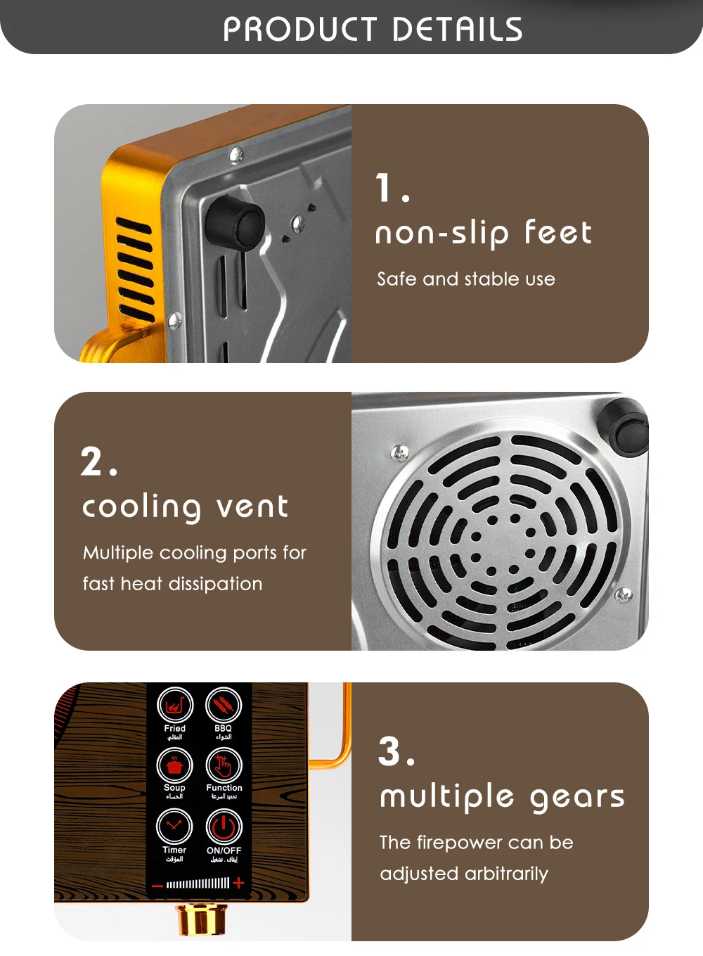 Electric 3500w Touch Control Clay Pot Induction Cookers Stove Radiant