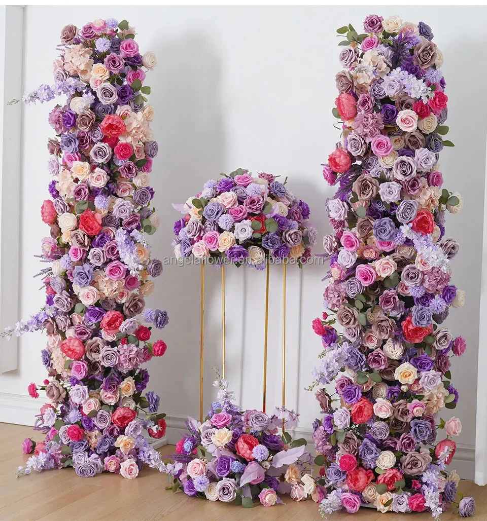 Floral Table Frame A8775 Romantic Purple Wedding Centerpieces for Tables Sofa Runner ...