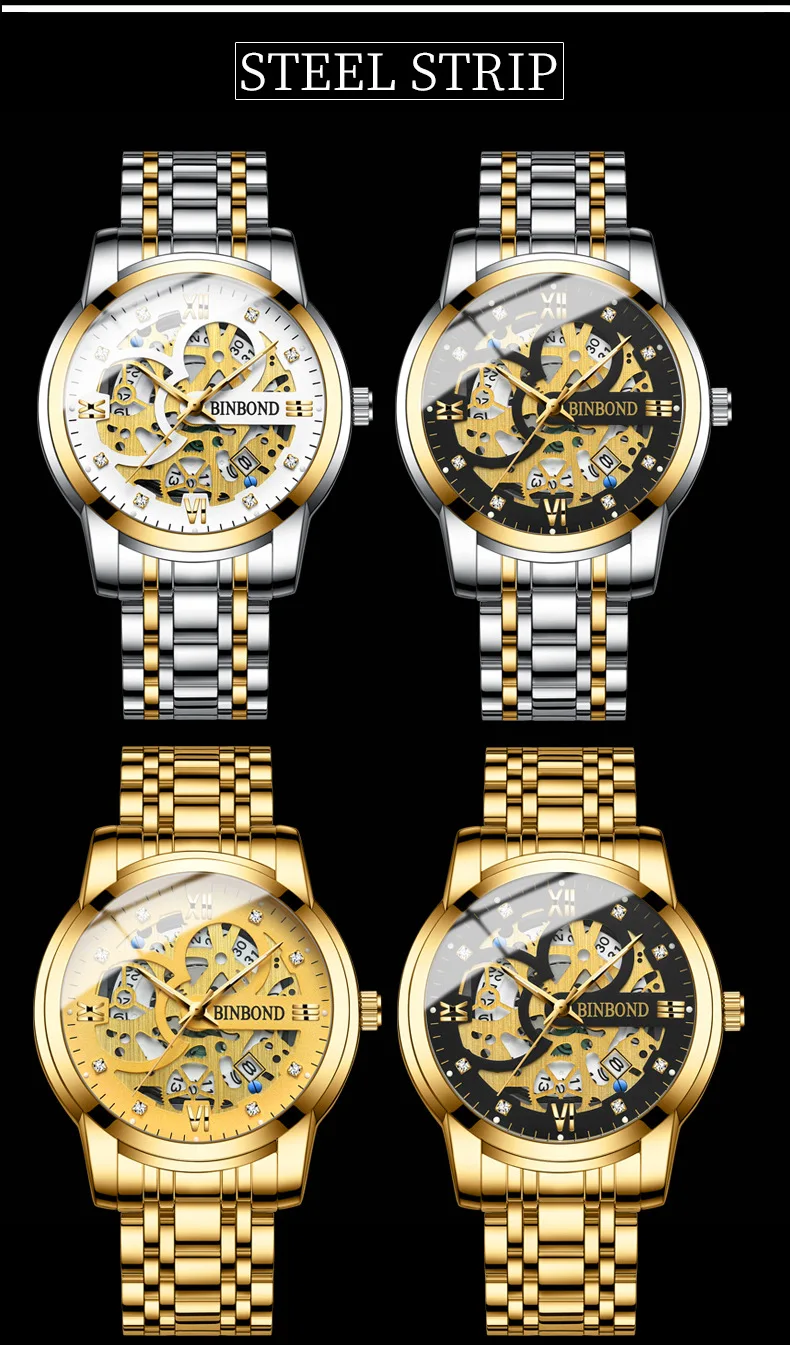 Binbond 6656 Popular Men's Quartz Watches 3ATM Waterproof Week Auto Date High Quality Watch Fashion Luminous Hands Wristwatches