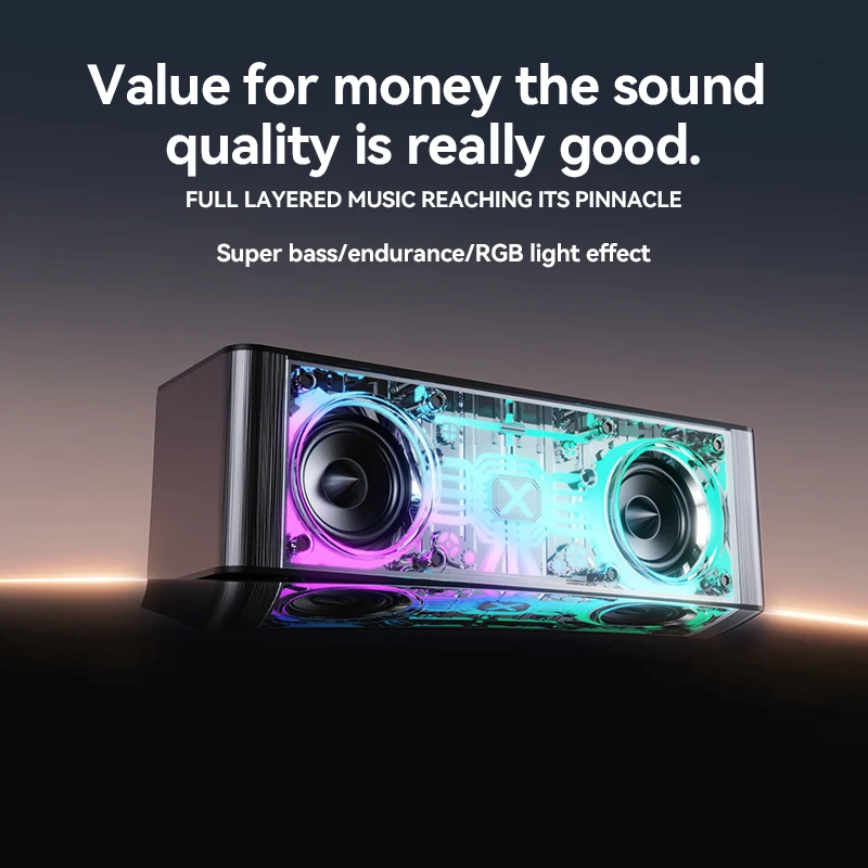 JY28PRO Cyberpunk Transparent Mecha Style  Portable Music Player Mech Small Steel Cannon bluetooth Speaker with Rgb Lights