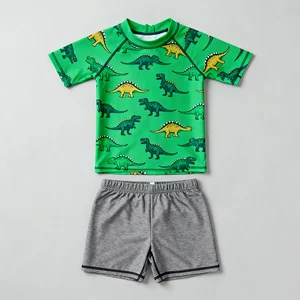 Oeko Tex Custom High Elasticity Boys Dinosaur Print Baby Swimming Wear Sun URF+50 Protection Kids Swimsuits Beach Swim Clothes