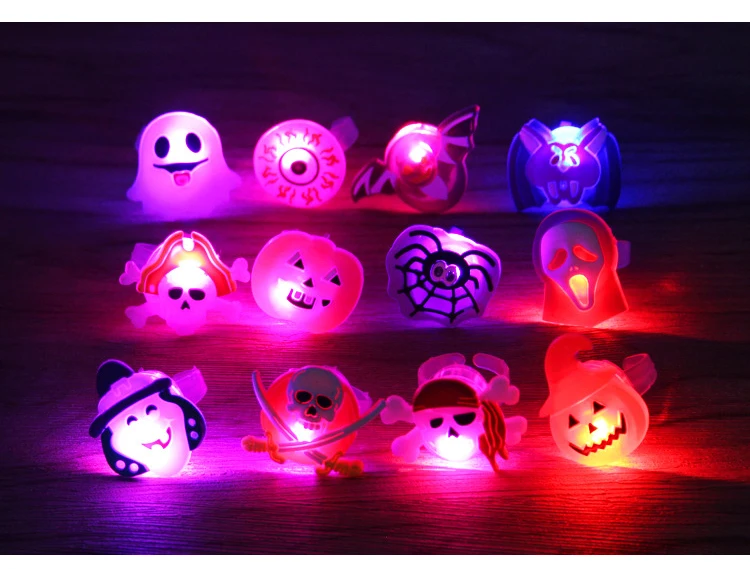 3d Halloween Light Up Ring Toys Flash Led Glow In The Dark Party ...