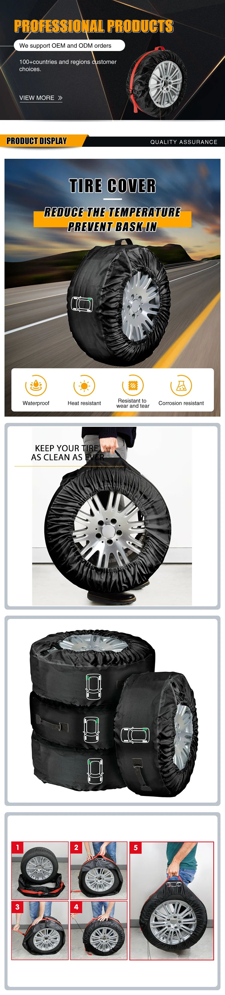 Car Tire Cover Rav4 Spare Tire Customized Logo Printing Dustproof Waterproof Sun Uv Protection