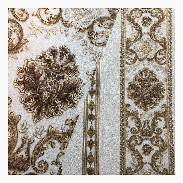 Wholesale damask pattern pvc coated modern classic paper wallpaper