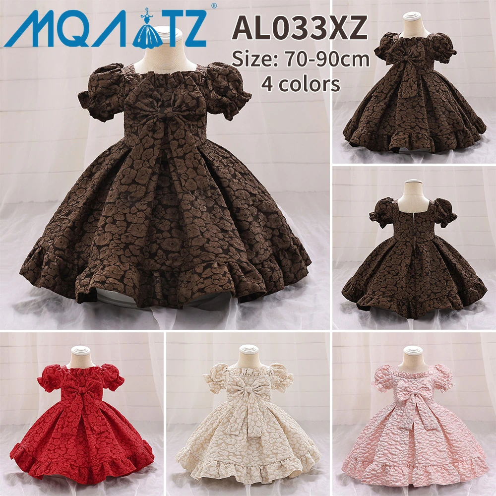 MQATZ Robe de cérémonie pour bébé Couleur chocolat Robe à manches