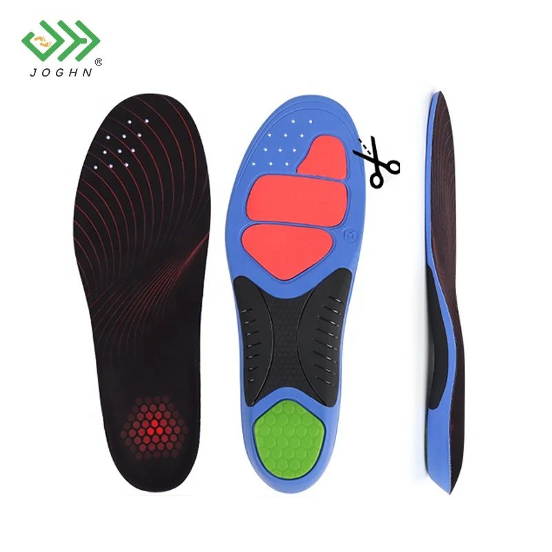 JOGHN Shock Absorption Sweat Proof Cloth Runners Pain Relief Soft Custom Insole Manufacturer Pu Insole Sport Shoe Insole