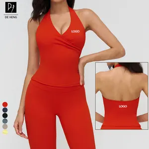 New Plus Size Yoga Bra Breathable U-Neck Yoga Vest Tight Backless Twist Cross Back Outdoor Halter Running Women Yoga Sports Bra