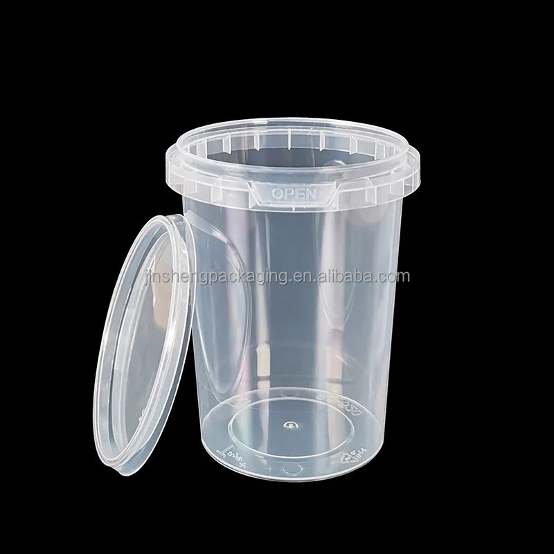 Custom Logo 250ml 500ml 1000ml Plastic Food Container with Tamper Evident Fast Dispatch Stocked Plastic Cups