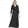 Black lace mother of the bride two piece outfits