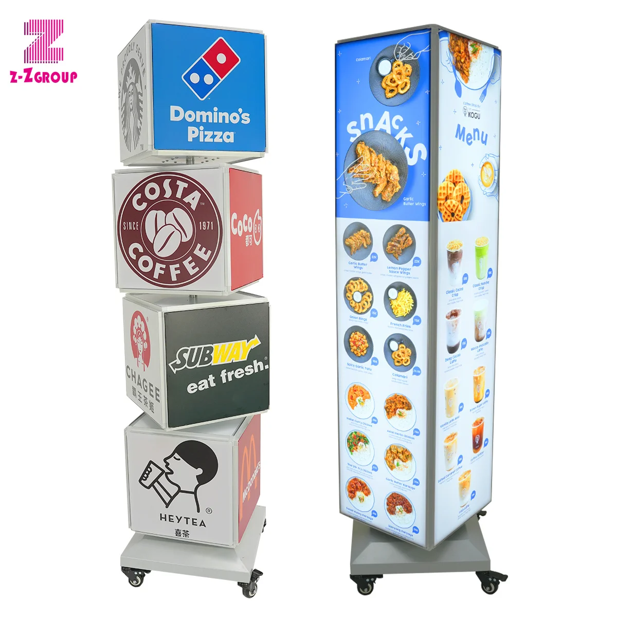 Customized Waterproof Rotating Light Box With 4 Sided