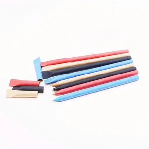 Promotional Eco-friendly Kraft Paper Ballpoint Pen Toothpaste Shape Advertising Straw Wheat Recycled Pen