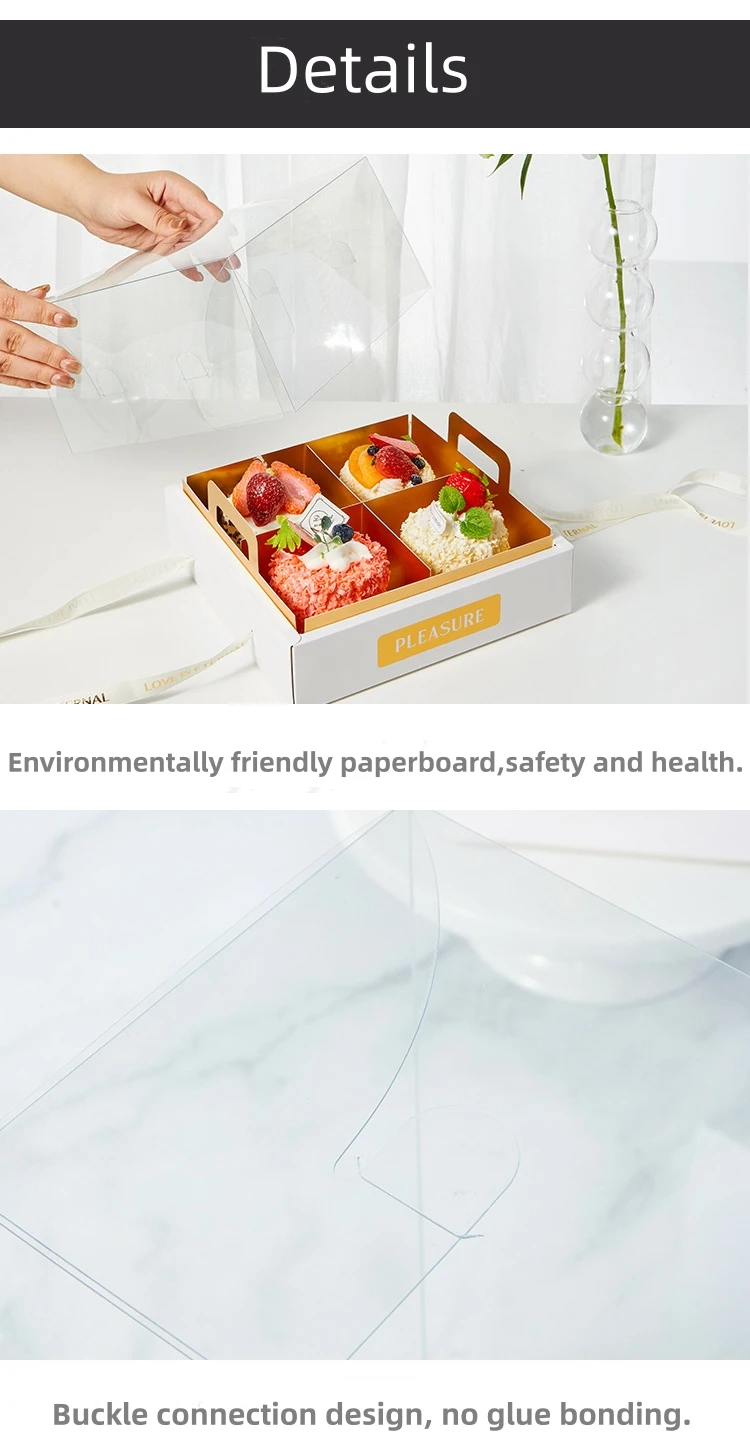 Wholesale 4 9 Grids Clear Cake Dessert Packaging Boxes