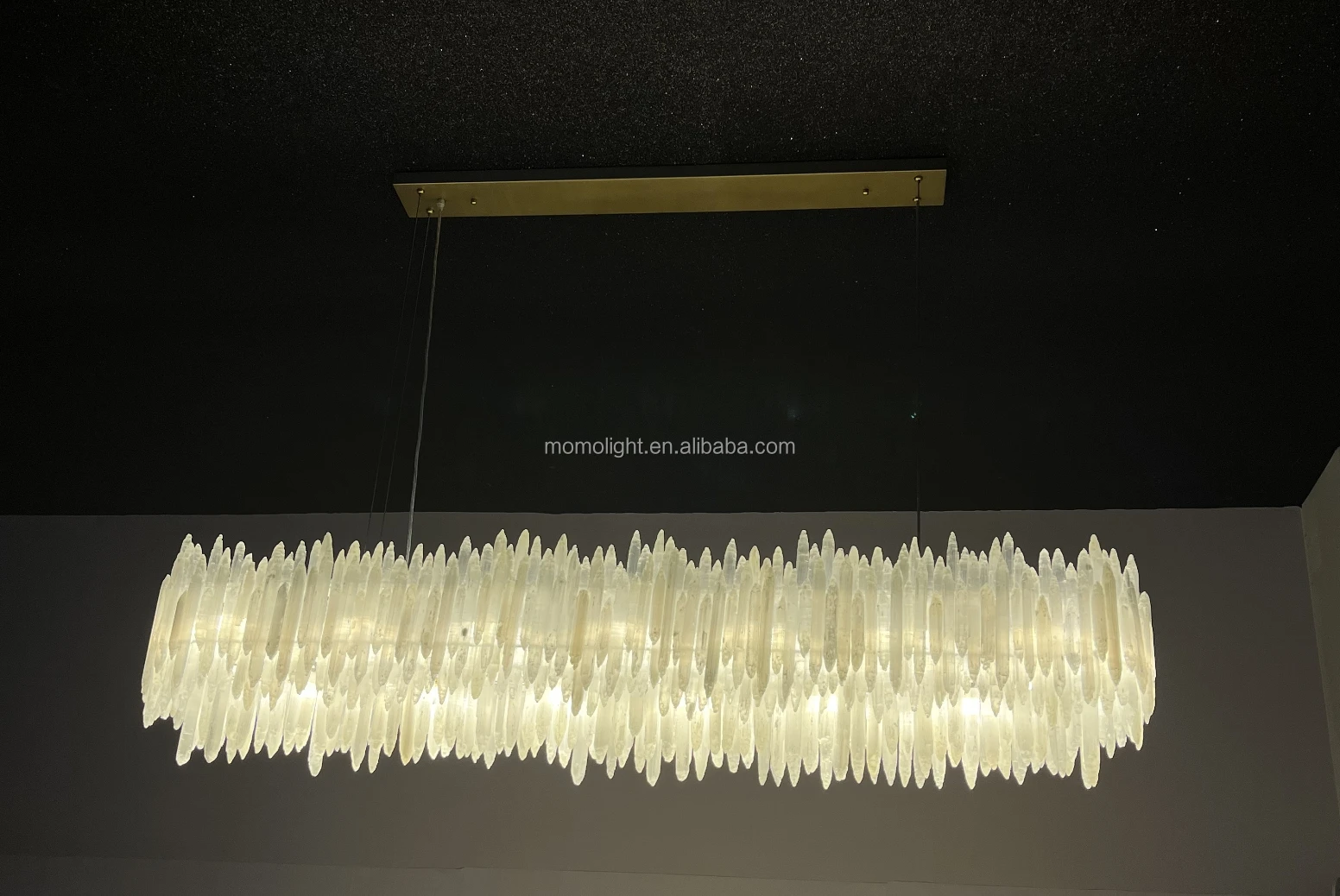 Custom Made 72 Inch Selenite Chandelier with 10-Year Warranty for Dining Room