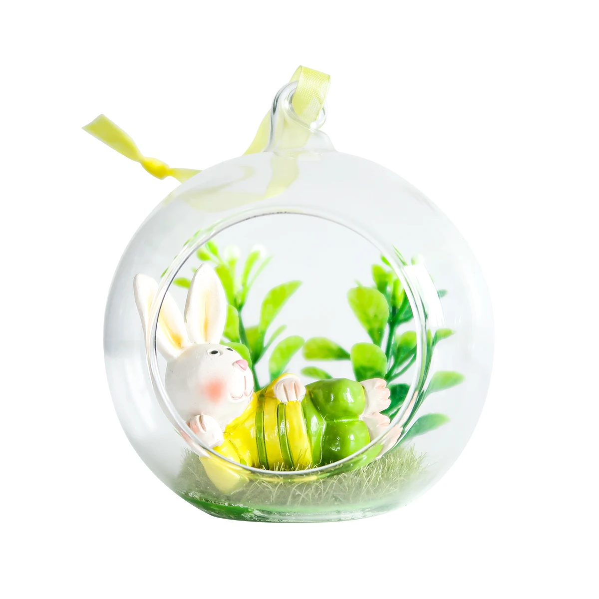 Factory direct sale Easter decor hand blown hanging glass ball with bunny