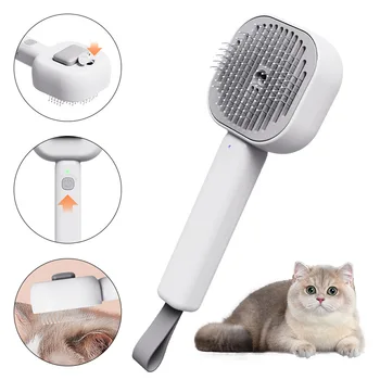 Self-Cleaning Hair Remover Comb for Cats and Dogs Pet Spray Comb with Floating Brush Needle Pet Grooming Products