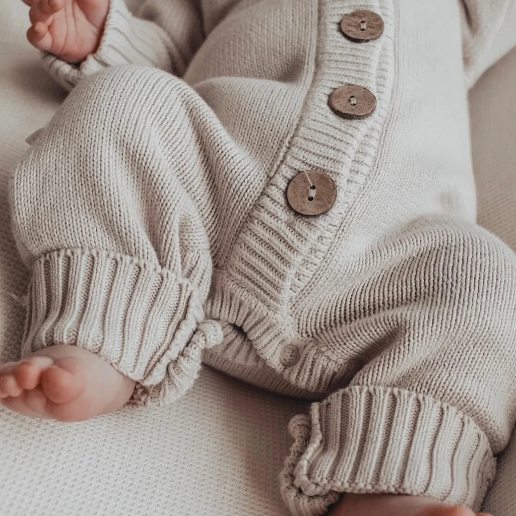 100% Organic Cotton Newborn Knitted Baby Jumpsuit Cotton Baby Set ...
