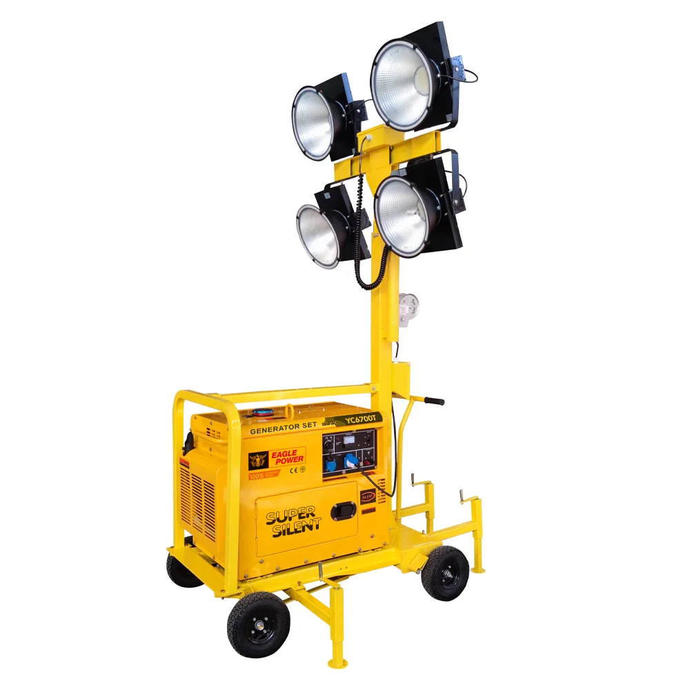 Trailer Mobile Light Tower - 5kw Generator with 4x500w Halogen Lamps