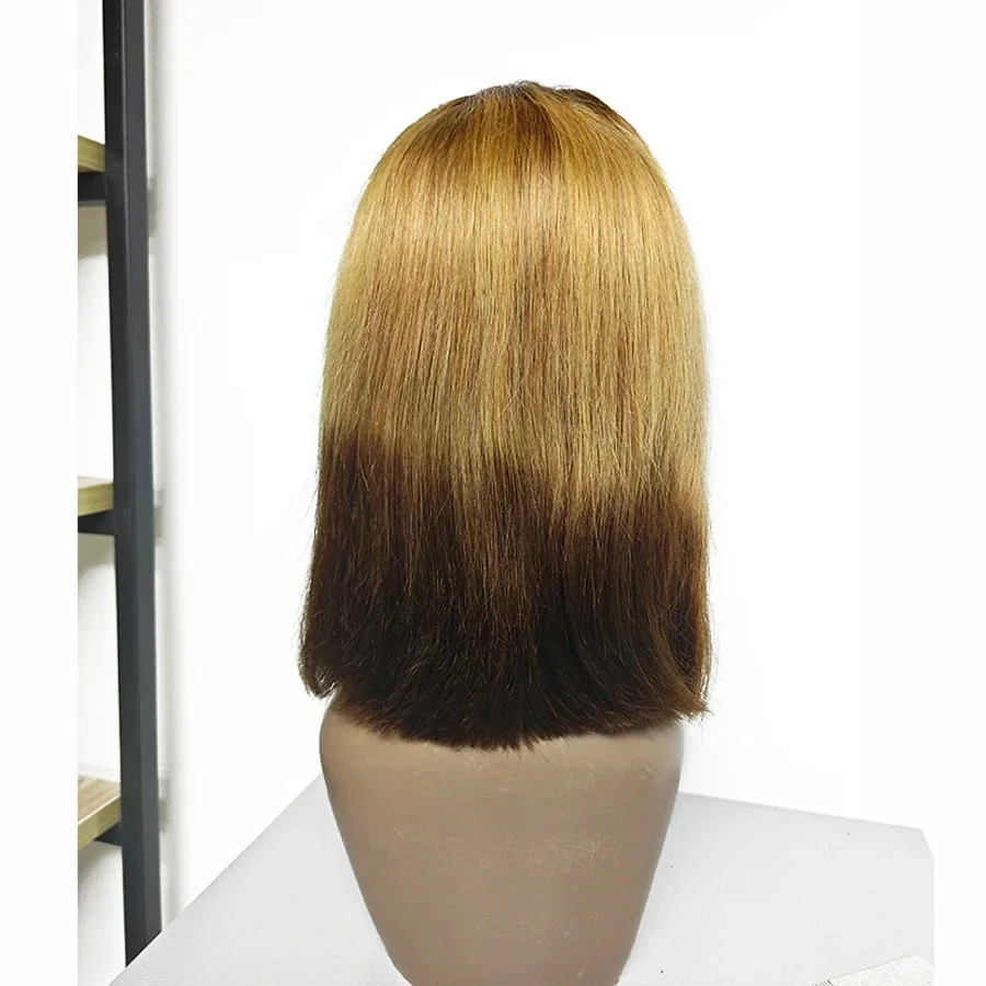 Glatte Bob-Perücke, gefärbtes menschliches Haar, brasilianische Spitze-Frontalpartie für Frauen_voghion.com