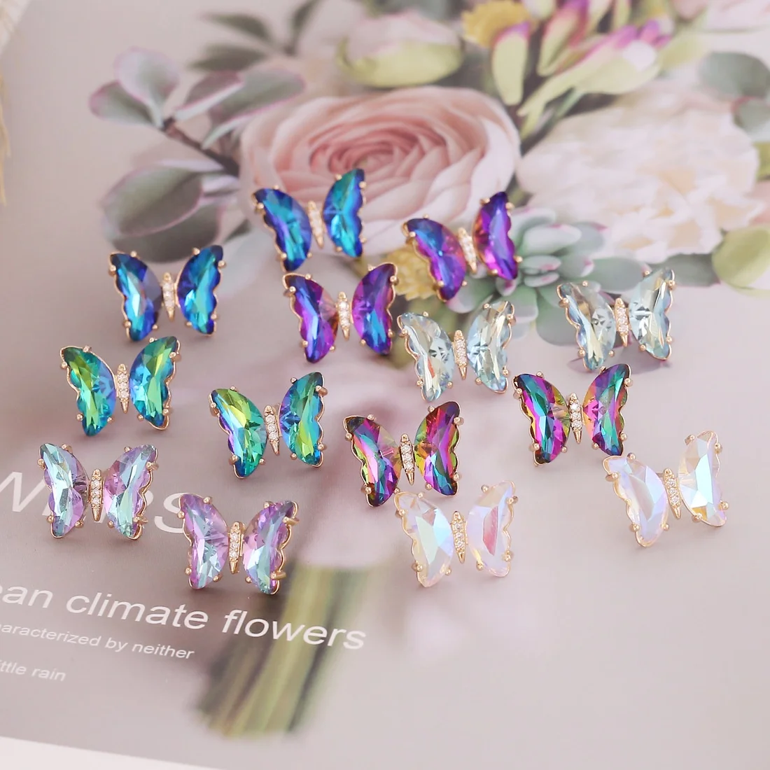 Highly Rated Korean Style Lightweight Gradient Butterfly Stud Earring With S925 Silver Needle for All-Day Comfort