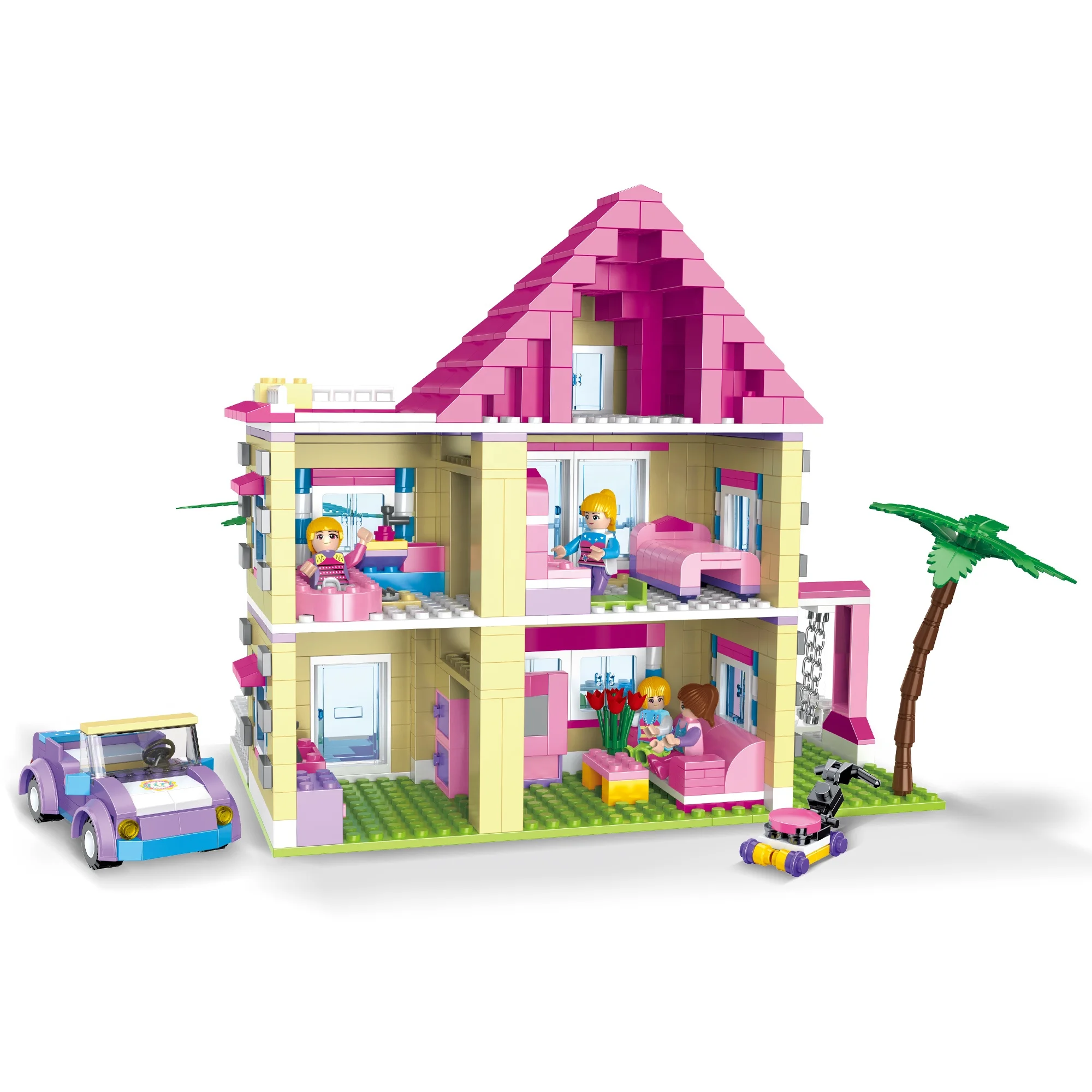 COGO Girls Build Blocks Set Sweet Home Villa 3D DIY Bricks Set Educational Building Block Kids Toys