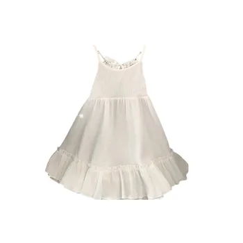 2024 baby girl dress summer white lace halter back sleeveless high-end seaside resort beach girls baby princess dress