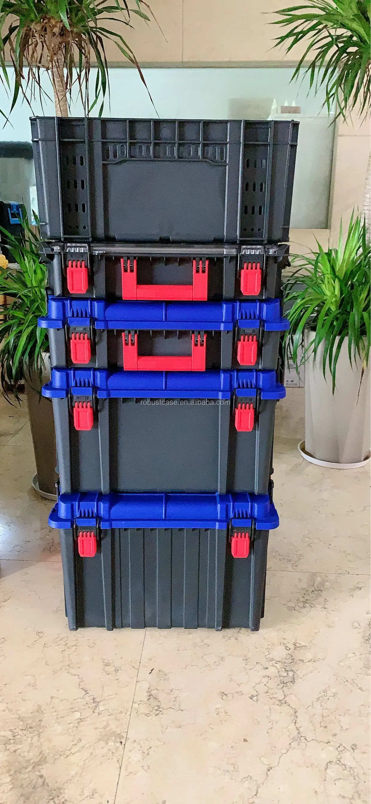Portable Stackable Toolbox with Wheels and Drawers - Mobile Utility Cart with Comfort Handle and Tough Latches