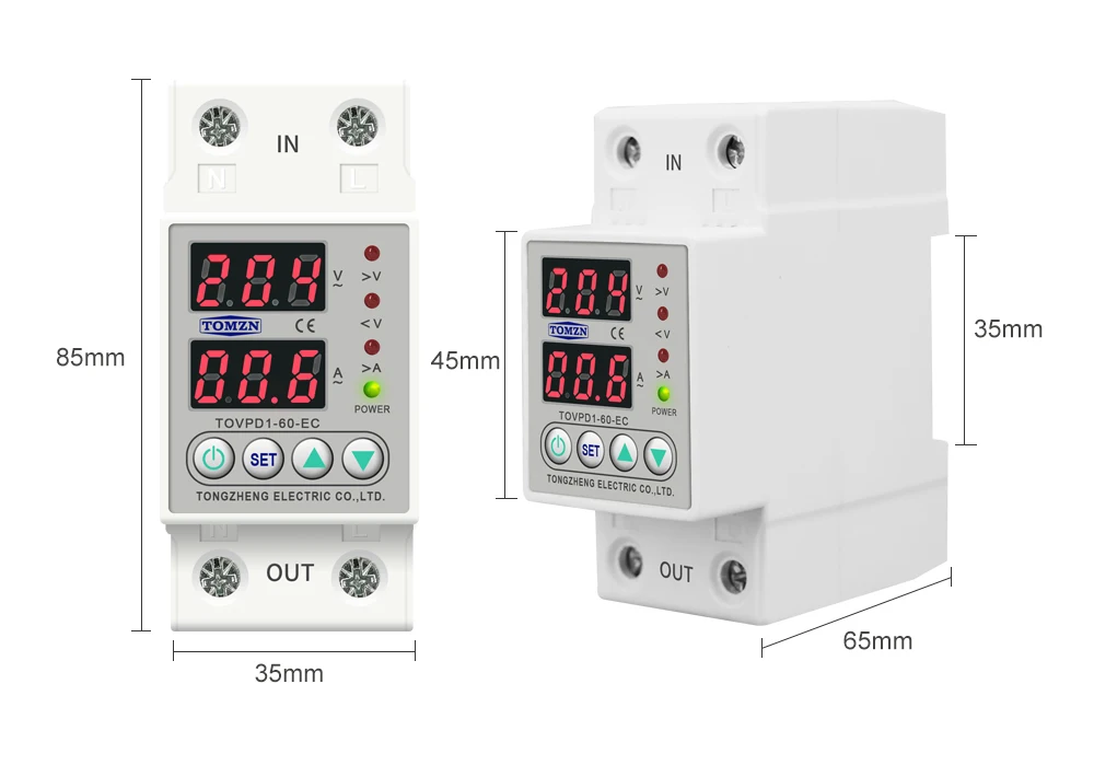 60A Din Rail 230V Adjustable Over Voltage and Under Voltage Protective ...