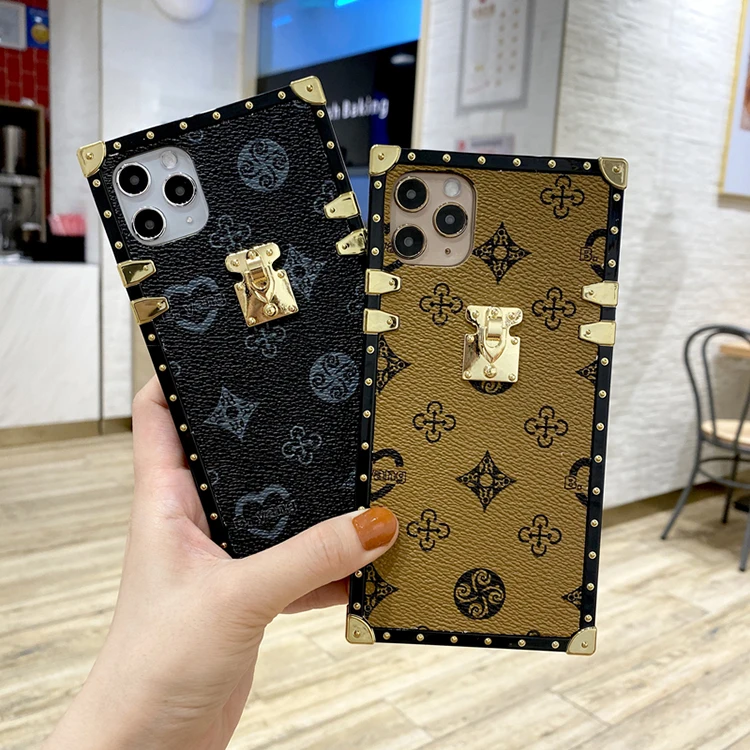 Hot Sale Luxury Leather Square Phone Case Women Cases for iPhone