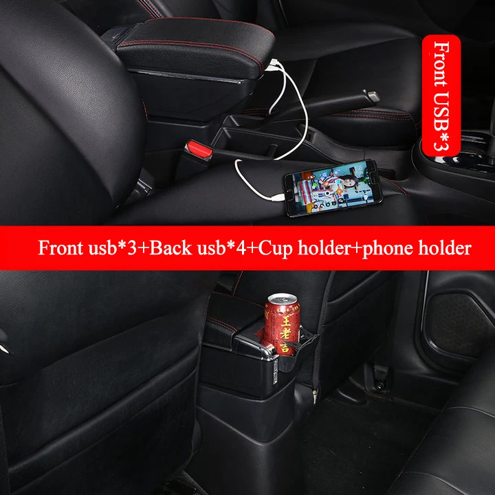 Auto Armsteunbox Voor Fiat 500 Interieur Speciale Retrofit Onderdelen Midden Auto Armsteun Box Midden Opbergdoos USB Interieur Auto Accessoires fwefg (Kleur : C2 7 USB