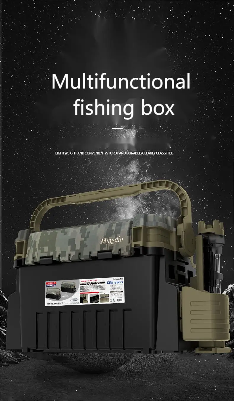 2 Layers Fishing Tackle Box Big Storage With Side Pocket Rod Holder Carry Accessories Plastic
