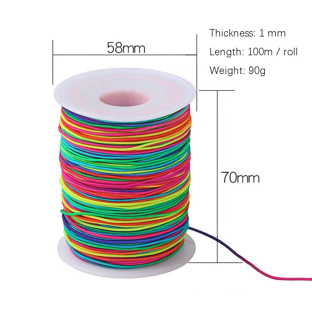 1.2 Mm 85 M Colourful Elastic Cord, Bead Cord, Rainbow Colour