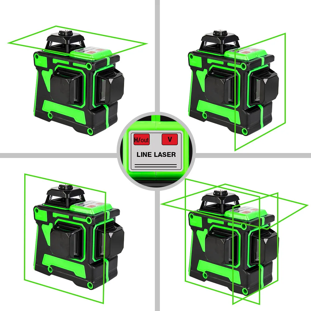 Niveau Laser Vert 3D Auto-nivelant 12 Lignes – LS03CG, Batterie Li-ion Incluse, Pour Chantier