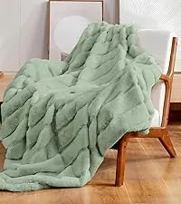 Fluffy Rabbit Faux Fur Throw Blanket Soft Bubble Thick Knitted Cozy for Winter Decorative Gifts for Home Couch Bed Sofa Chair