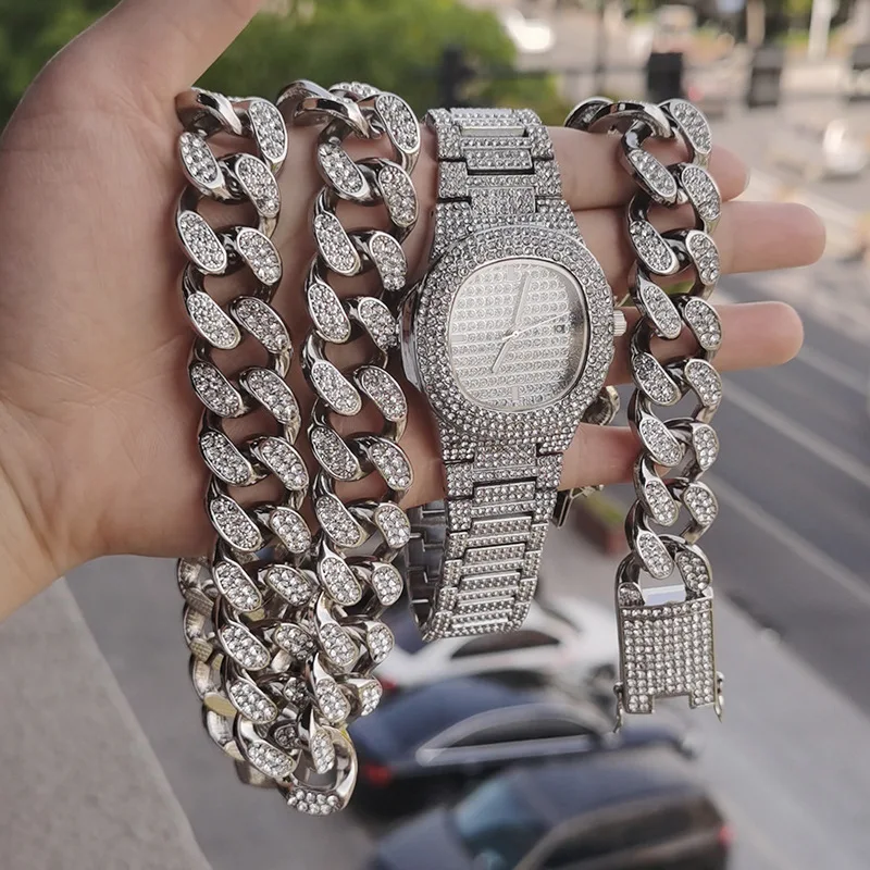 Dripped Out Cuban Bracelet Iced Out with Rhinestone Diamonds In Multiple Colors