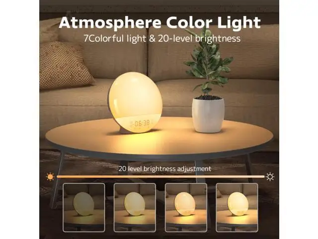 Bluetooth Smart Table Lamp Sunrise Alarm Clock Heavy Sleepers Bedroom Sleep Night Light Daylight RGB Sunrise Wake up Lamps