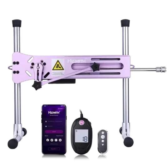 Máquina de musculação Hismith Premium 4.0 Pro, elegante e roxa, com motor de 100W, luz LED, caixa de controle 3 em 1 e sistema KlicLok._voghion.com