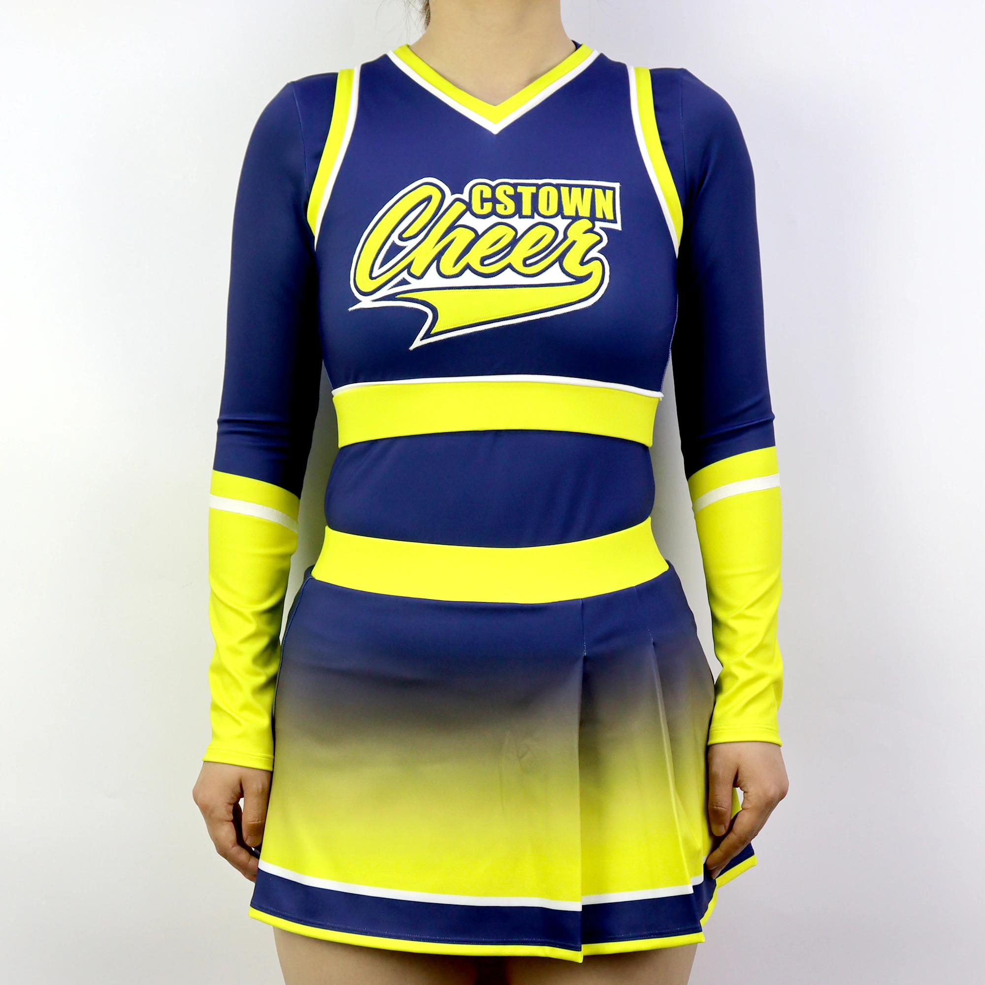 Cheap Sideline Cheer Cheer Uniform Blue and Yellow