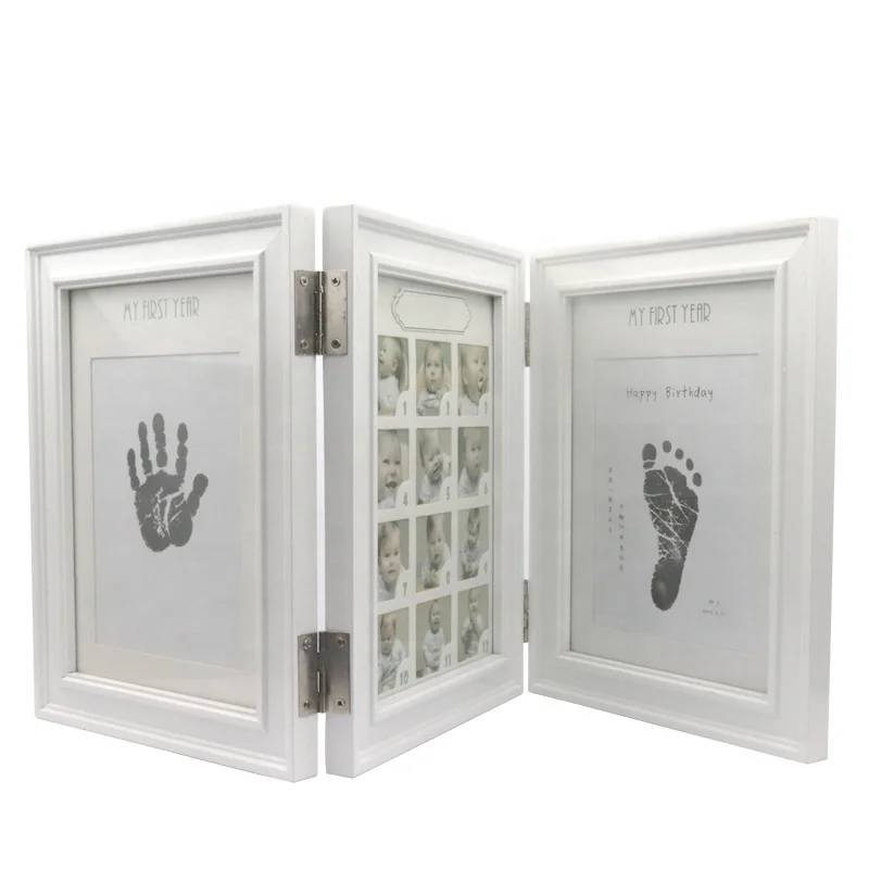 Custom Baby Handprint Photo Wooden Frame Kit Nursery Decor Non Toxic ...