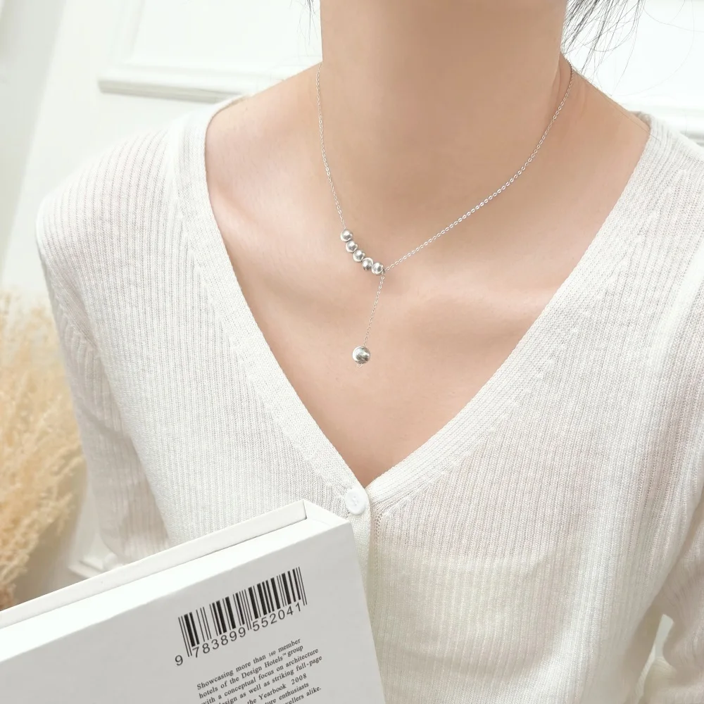 KAKODIY Fashion Women Jewelry 925 Sterling Silver Chain Shiny Beads Pendant Necklace for Girls Girls Ladies Daily detail 7