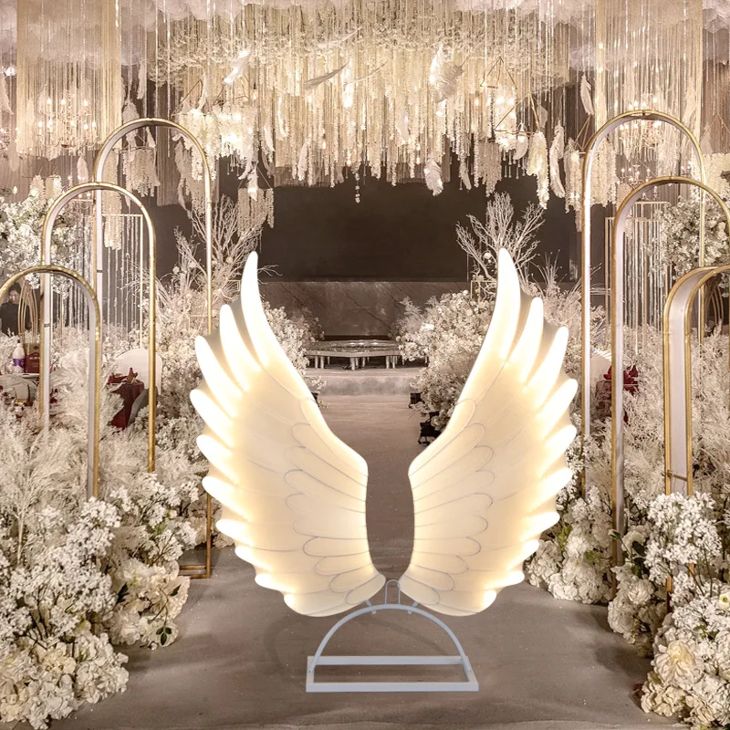 Wedding Backdrop Stage Decorations - Angle Wings & Lighting