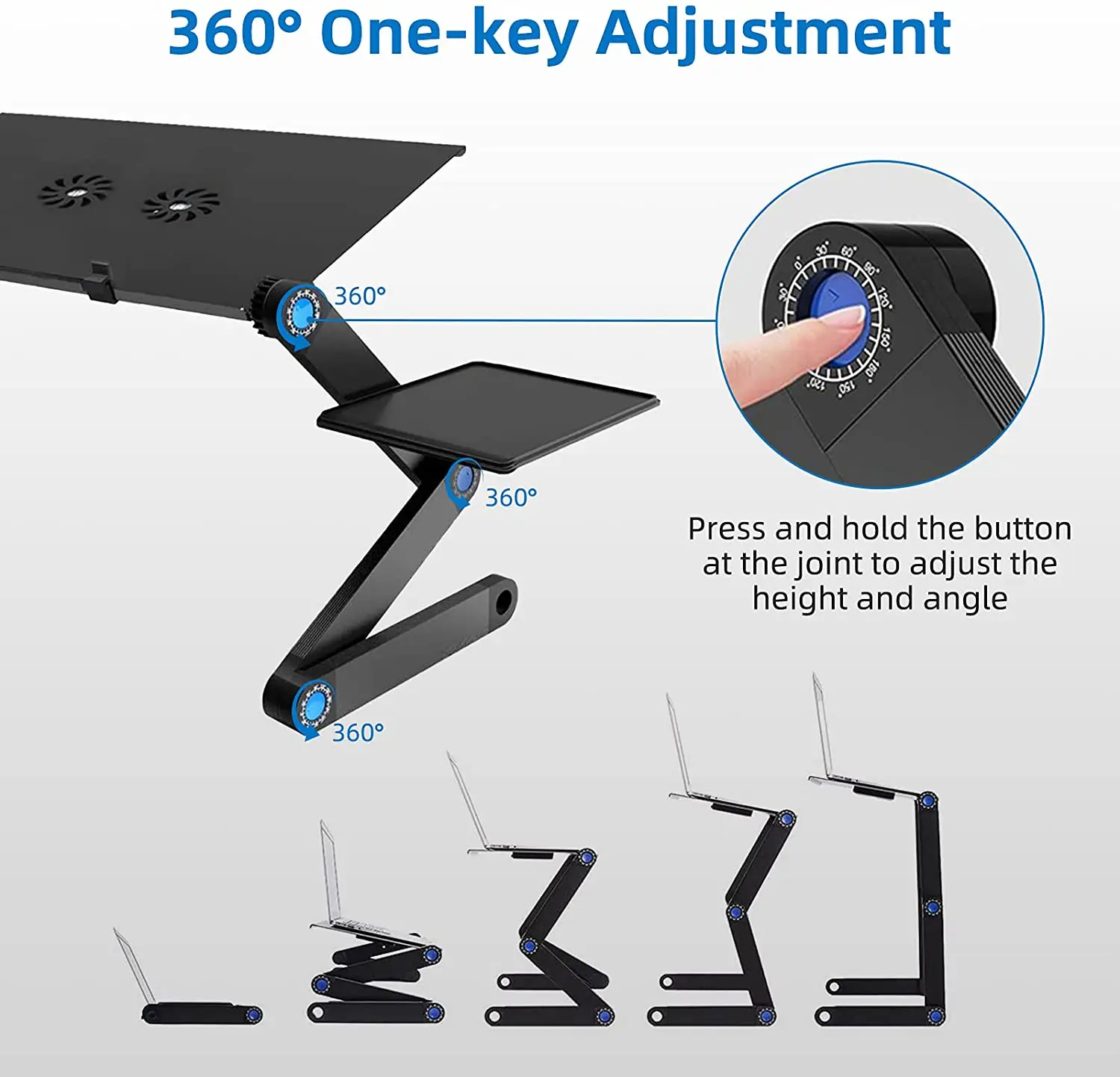 Computer Shelf Collapsible Aluminum Stand Adjustable Folding Lap Laptop Desk