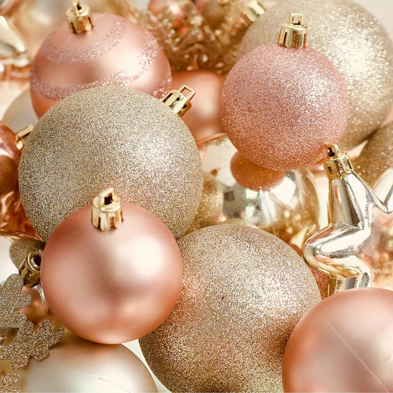 Assortment Set of Durable PVC Christmas Hanging Snowflake Ball Ornaments Customizable Size for Tree Decoration Packaged in a Box