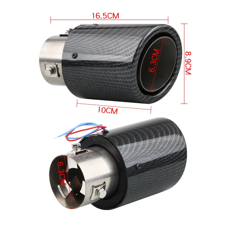 Car Modified Flame LED Luminous Tail Throat Carbon Fiber Racing Tailpipe Light Intake Elbow Car Exhaust Pipe Stainless Steel Tip