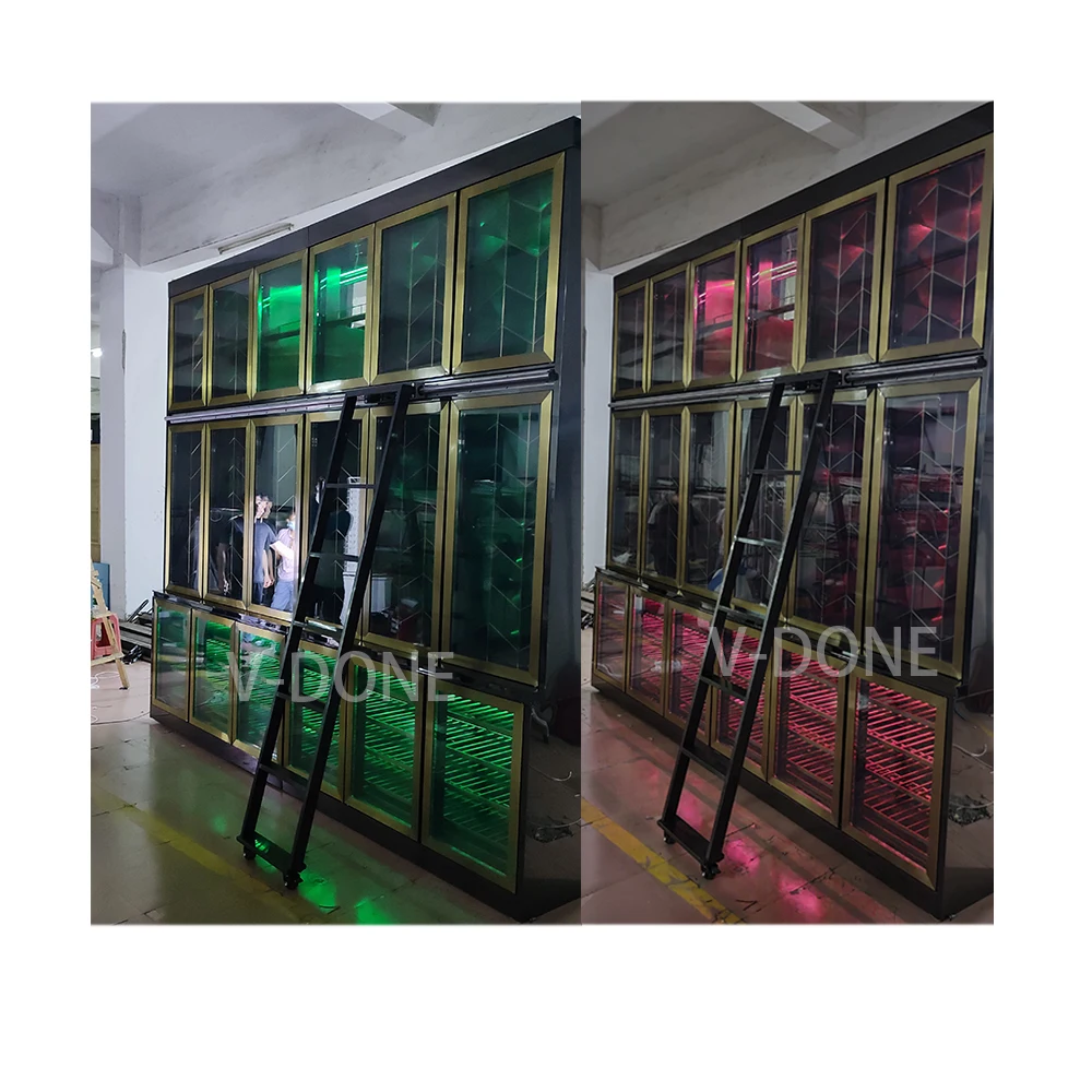 Constant Temperature Wine Cabinet with Lighting Effect Overall Electroplating Wine Display Rack Display Wine Stainless Steel Bar