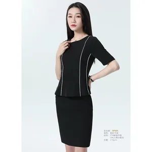 Ladies Formal Dress Fashion Design Elegant Short Sleeve Business Career Dress for Women