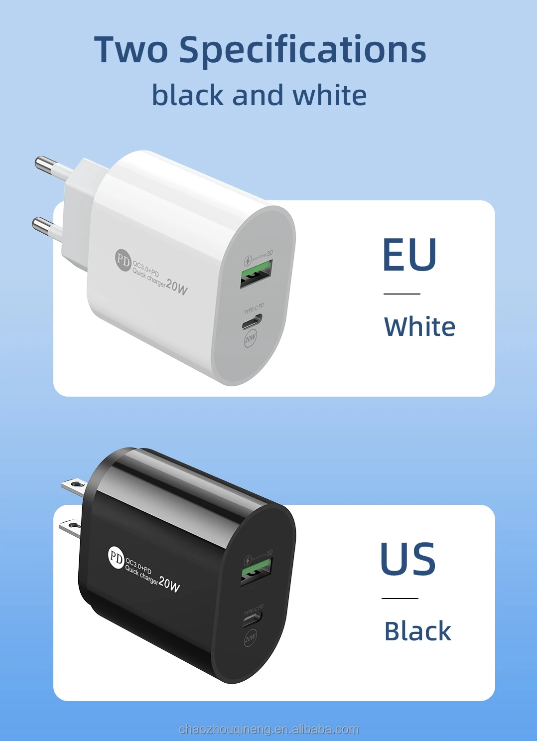 High Quality Electric USB-A & 2 Type-C Ports 10W Fast Charging Wall Charger with OTP/OVP Protection EU/US/UK Plug Power Adapter Hfc541106db904deb9d6e013536db341eS