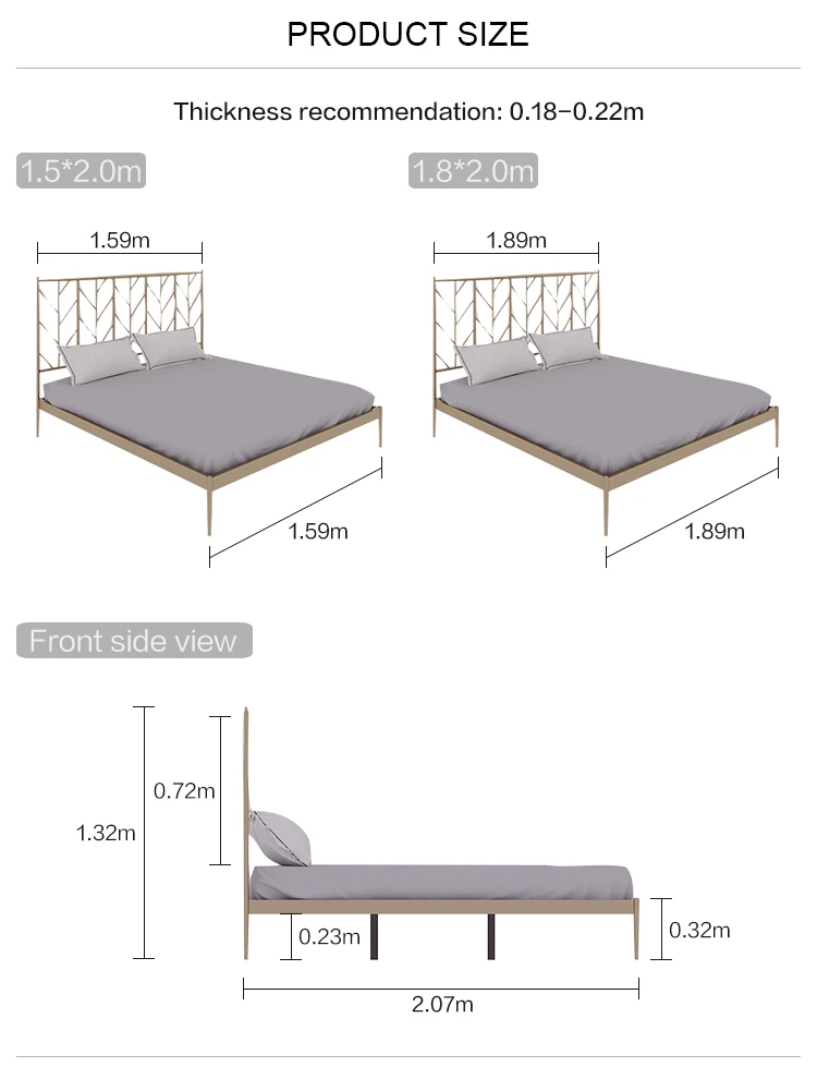 Linsy  King Size Beauty Classical Adult Simple Metal Steel Platform Beds Eo1A-A