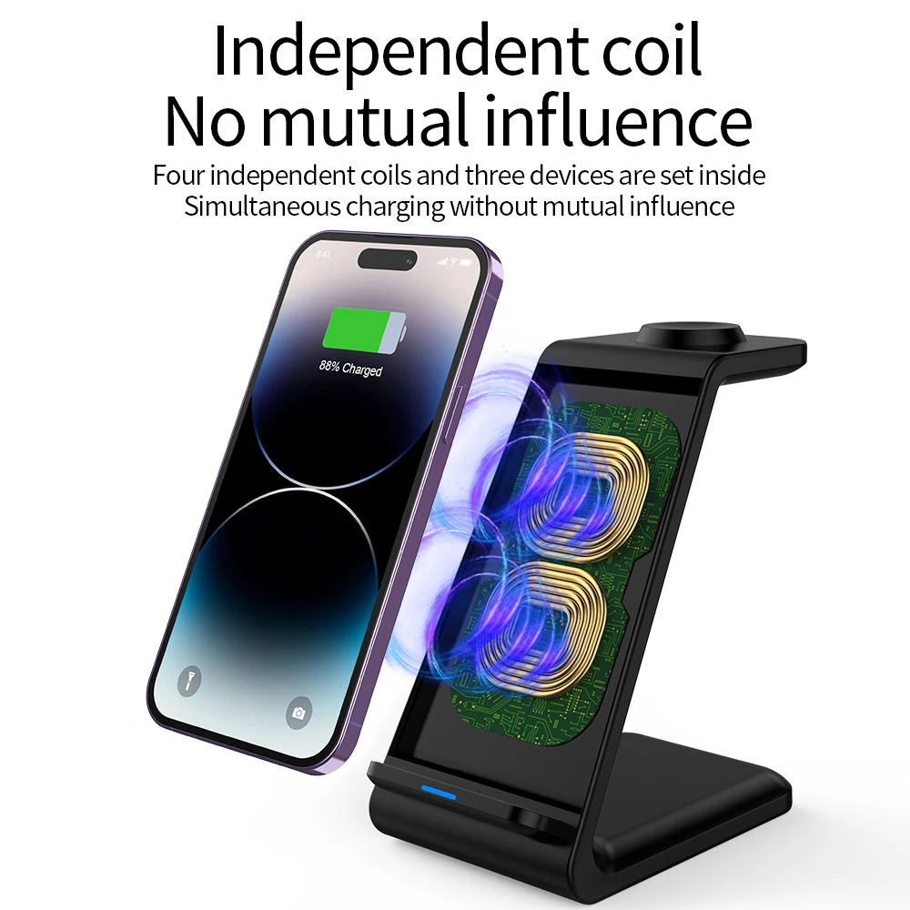Multi-functional 3-in-1 Wireless Charger for IPhone IWatch AirPods, Desktop Wireless Charging Stand, 15W Fast Charging Q740