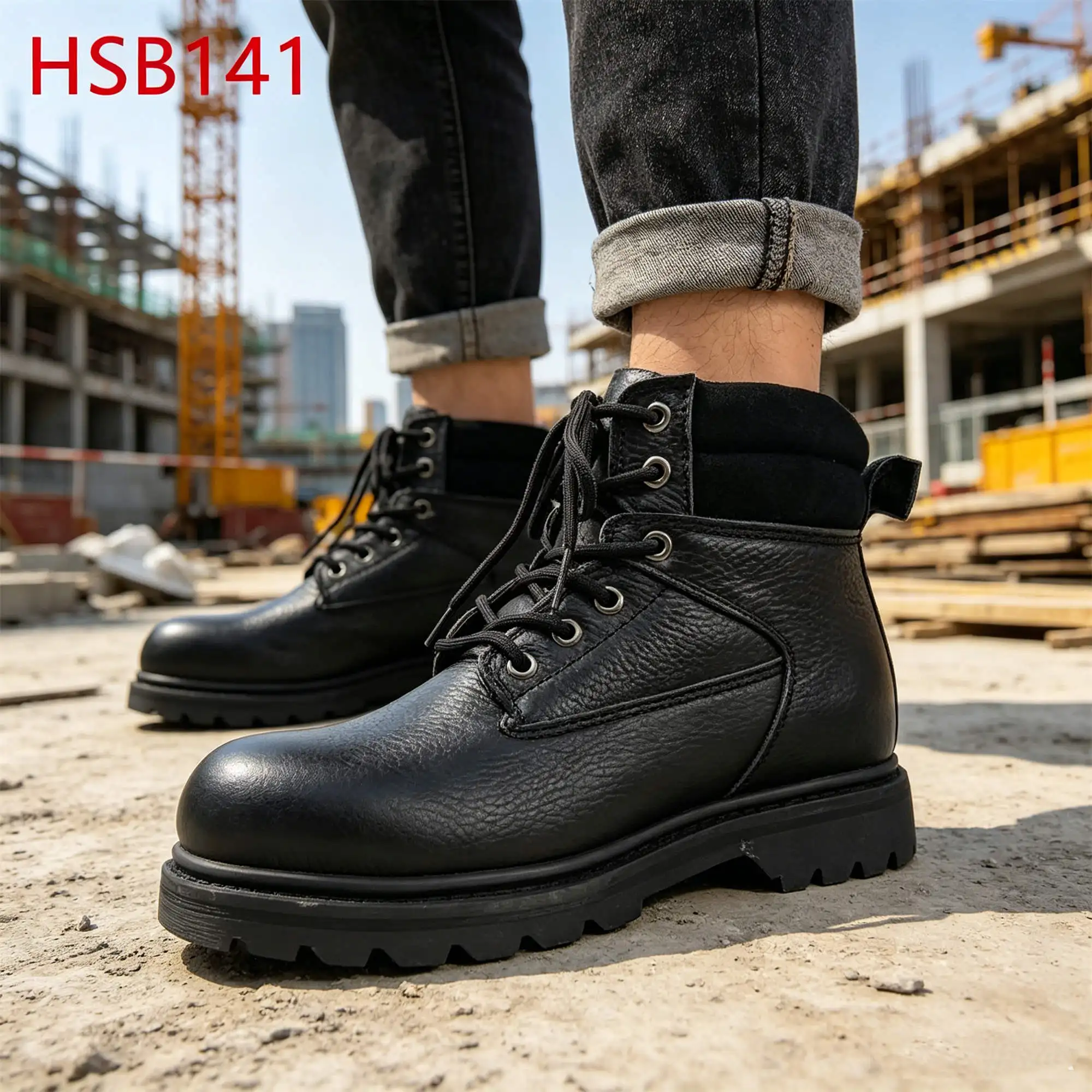 ZYF,Heavy Industry Anti-moist Goodyear Rubber Sole Safety Shoes Anatomically Correct Steel Toe Design Men Work Boots HSB141
