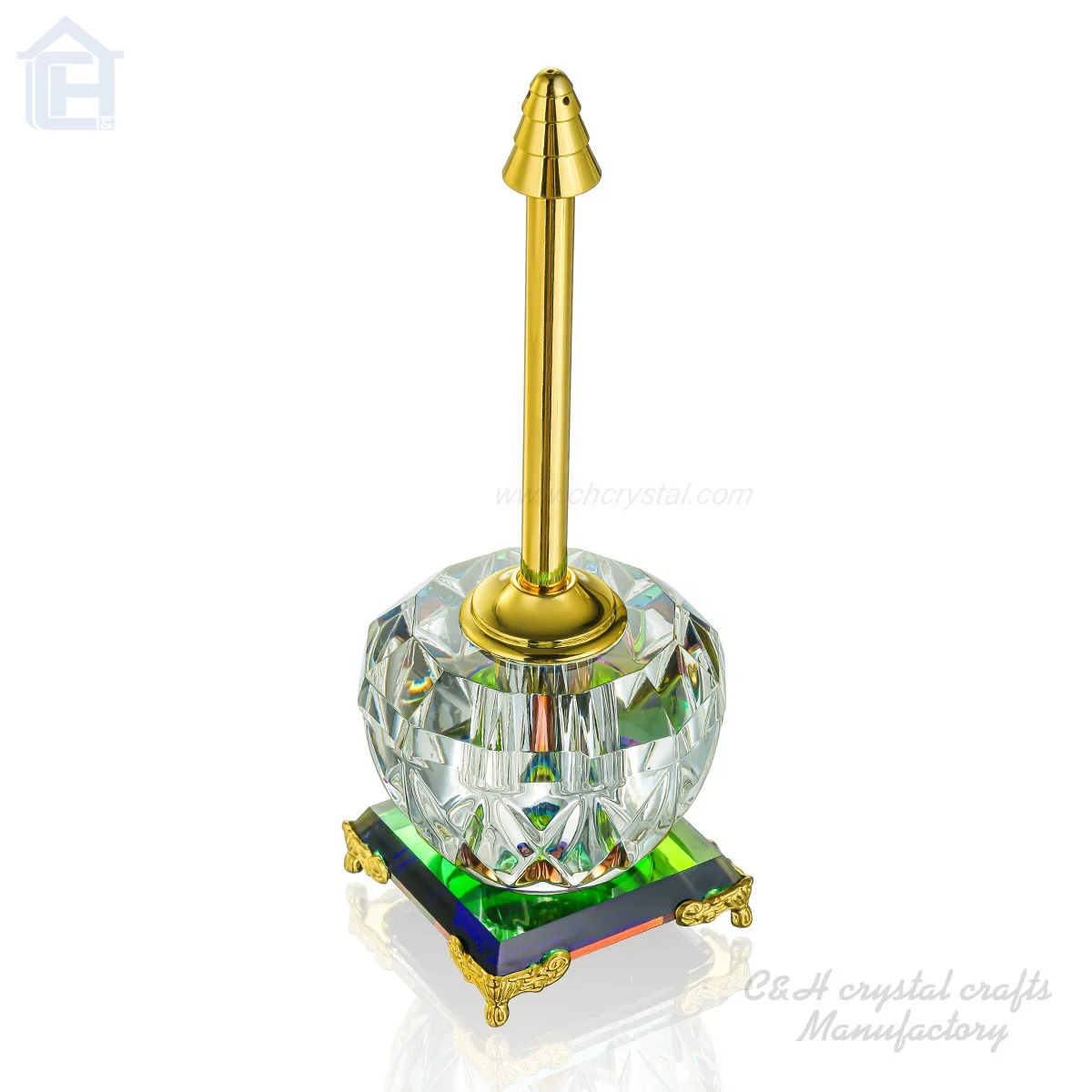 Customized Arabic Pyramid K9 Crystal Perfume Glass Bottles Triangle-Shaped UV Printed for Women's Gifts and Home Decor